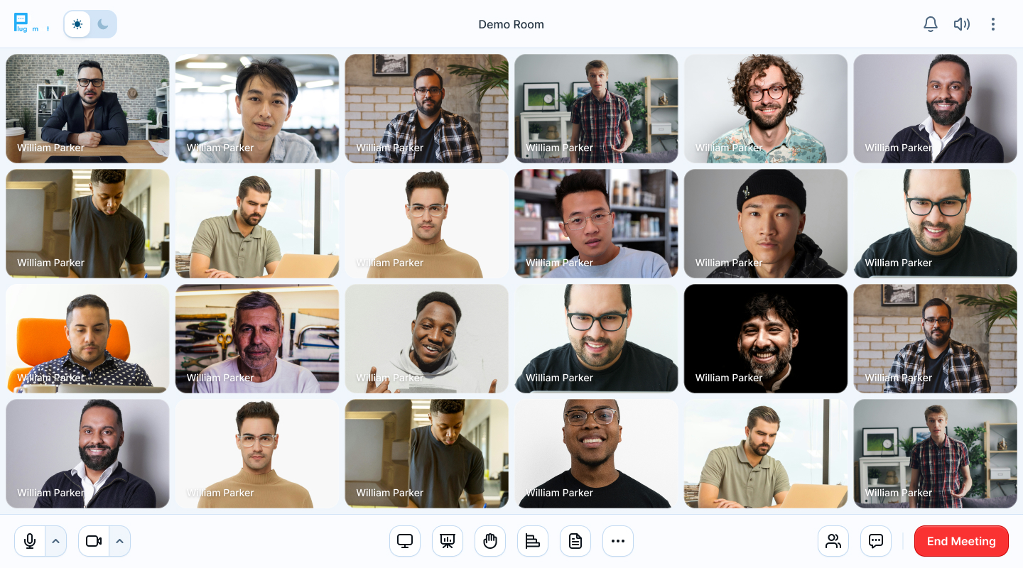 plugNmeet 24 camera grid view in video conference