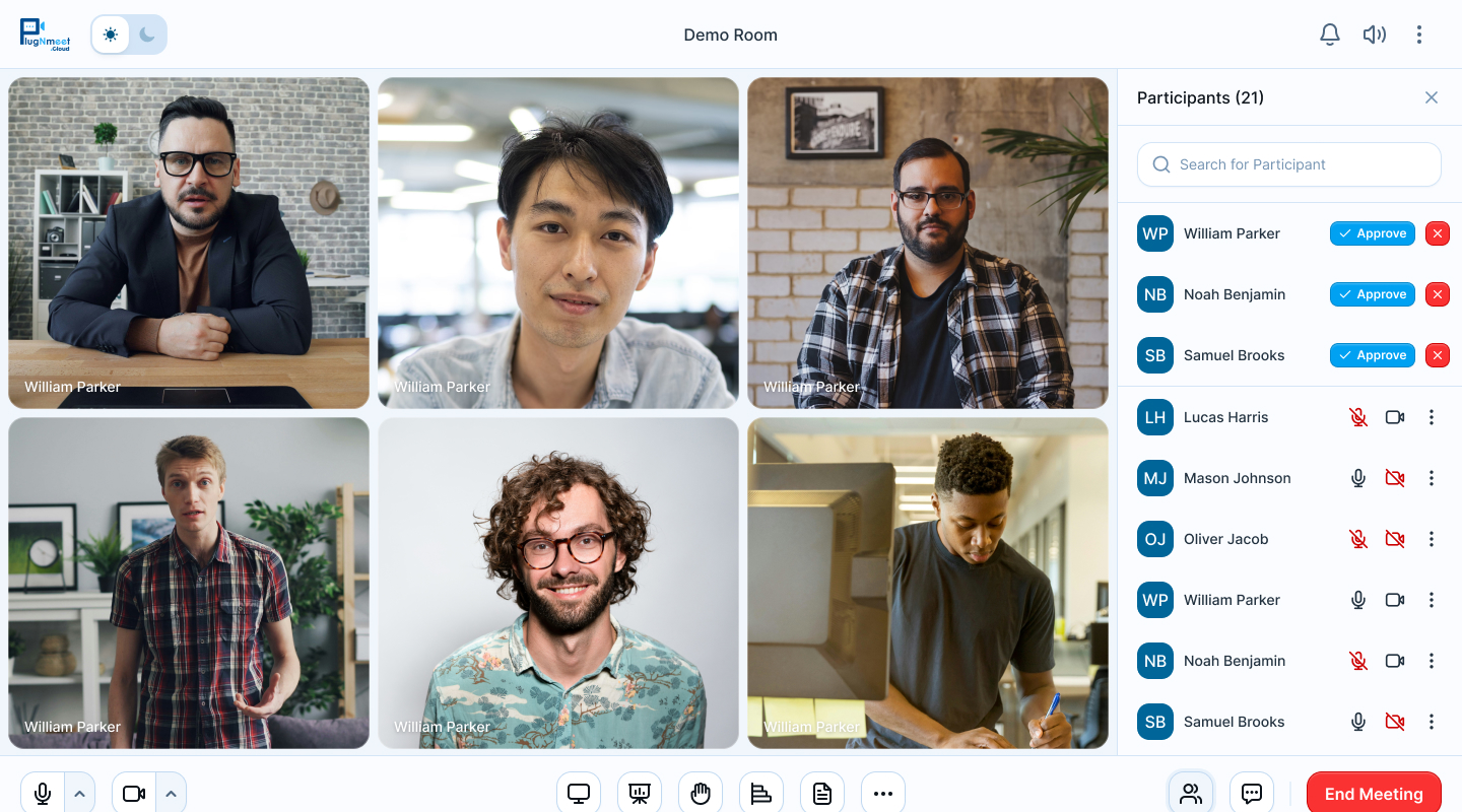 plugNmeet video conference with multiple participants