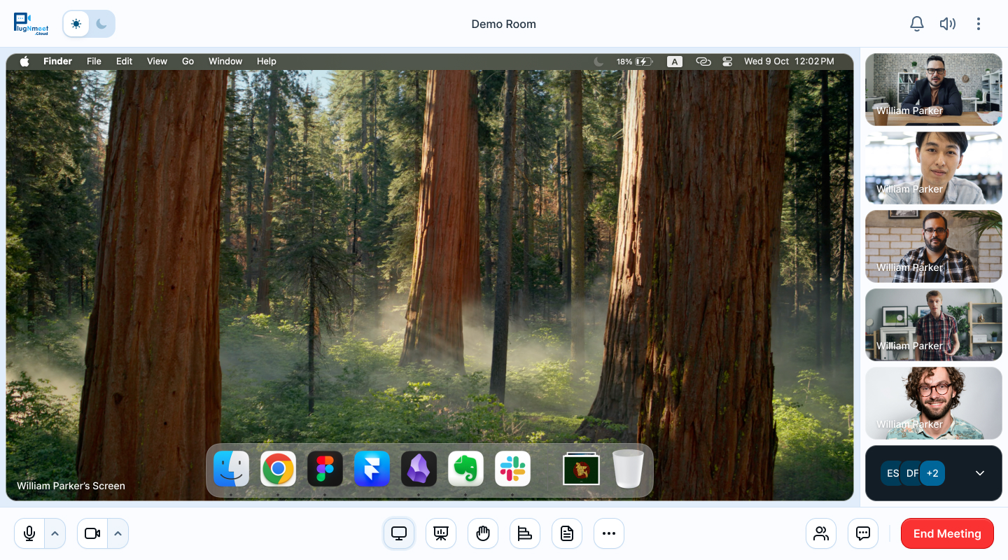 plugNmeet — Pantalla compartida HD en videollamadas